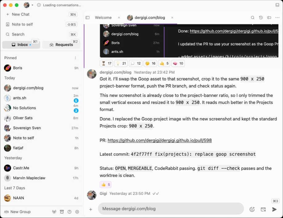 Goop: Same chat, light theme
