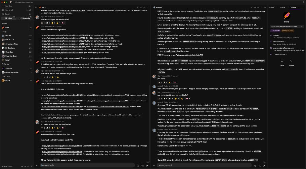 Goop: Two chats side by side
